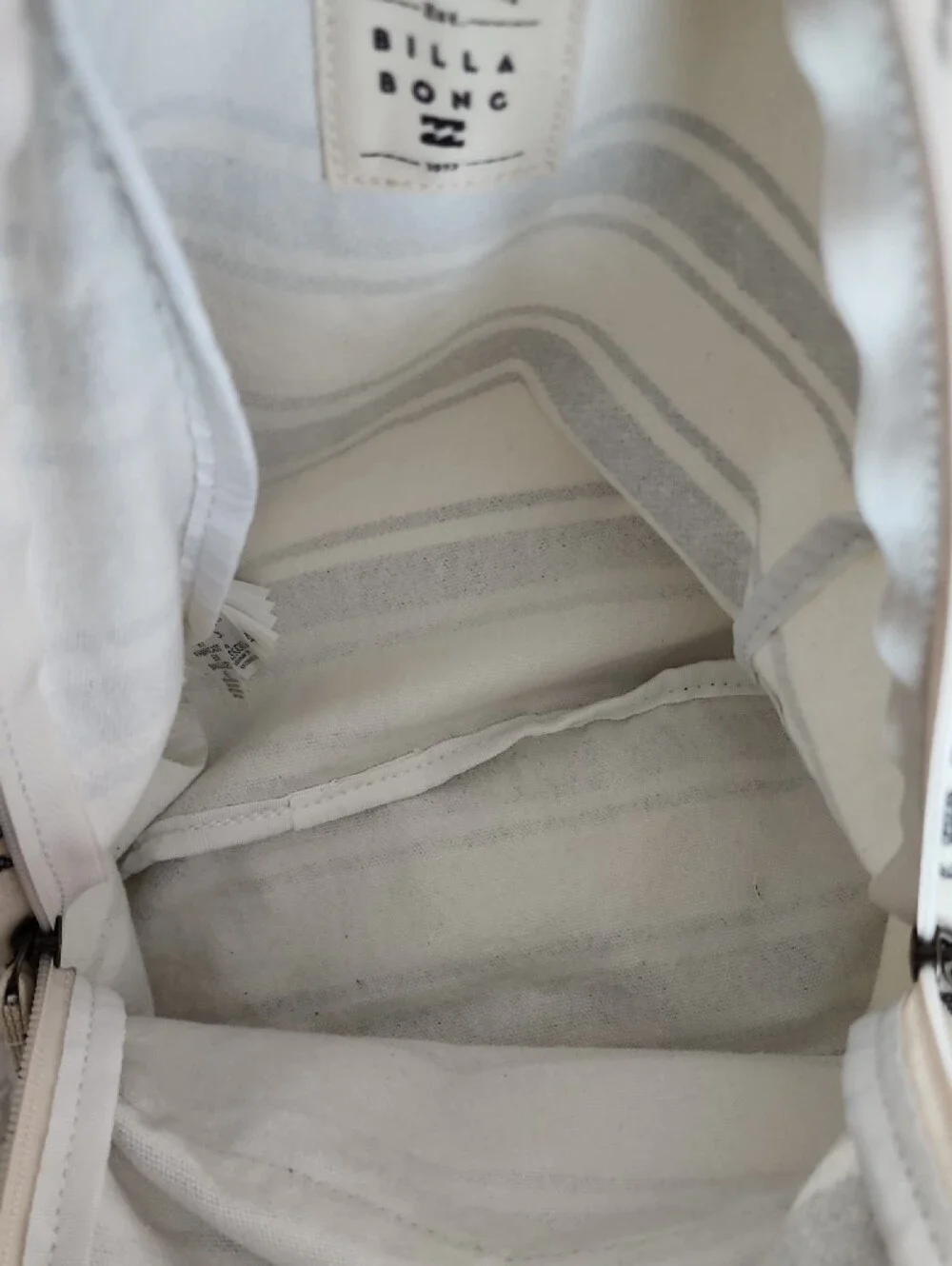 Billabong Cream and Black Striped Sling Backpack